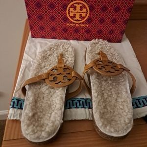 Tori Burch Miller Cloud Shearling Sandals